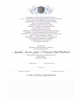 Blue Sand Dollar Certificate