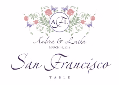 Butterfly Kisses Table Names