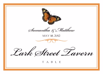 Butterfly Wishes Table Names