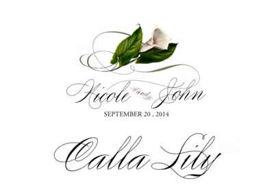 Calla Lily Swirl Table Names