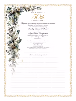 Calla Lilies and Gardenias Certificate