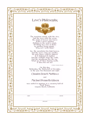 Love's Philosophy Certificate