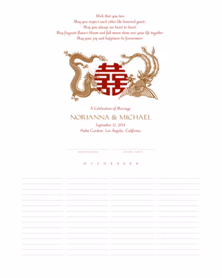 Phoenix Dragon Double Happiness Certificate