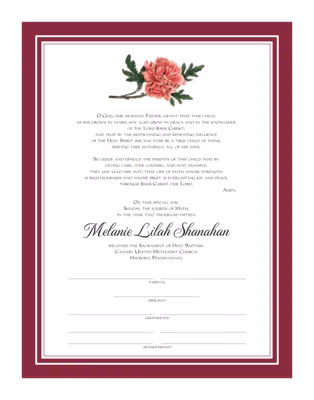 Classic Pink Peony Certificate