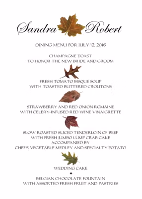 Colorful Leaves Assortment Menus
