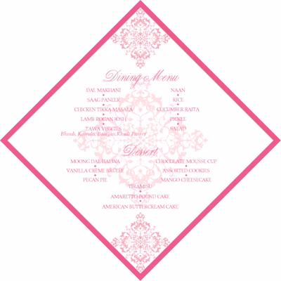 Diamond Mandala Menus