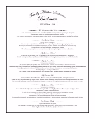 Family Mission Statement Certificate