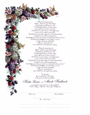 Fruit and Butterflies Certificate