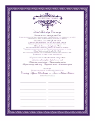 Hand Fasting Ceremony Certificate