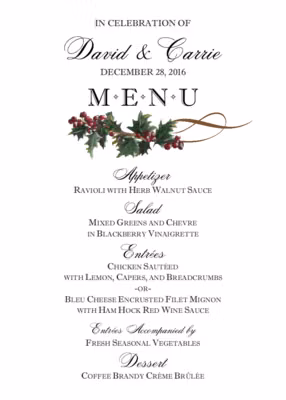 Holly Swirl Menus