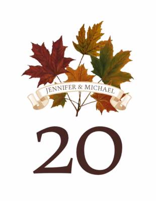 Autumn Leaf Banner Table Numbers