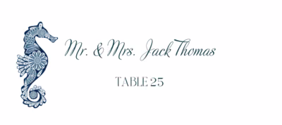 Paisley Seahorse Place Cards