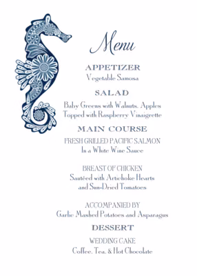 Paisley Ocean Menus