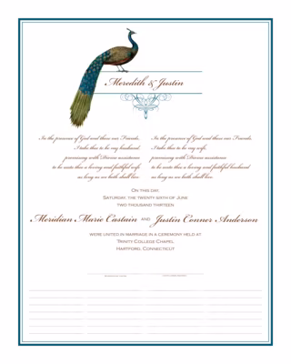 Peacock Flourish Certificate