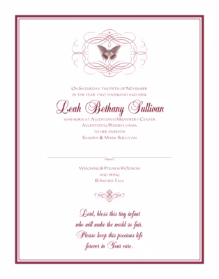 Pink Butterfly Flourish Certificate
