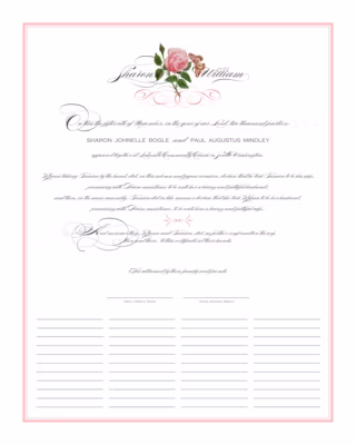 Pink Tea Rose Certificate