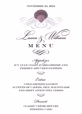 Seashell Scallop Swirl Menus