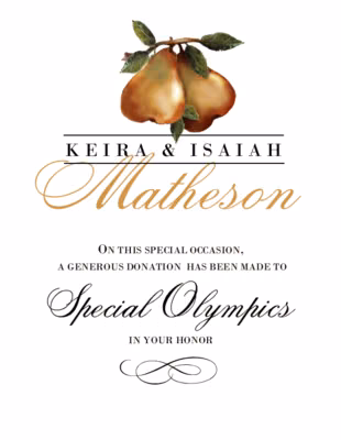 Two Pears Donation Cards