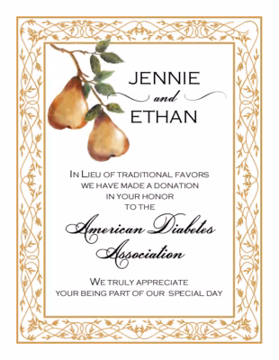 Two Pears on a Branch Donation Cards