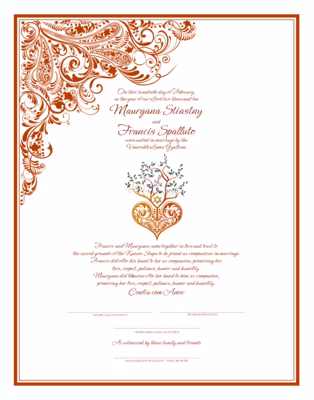 Paisley Power Tree of Life Heart Certificate