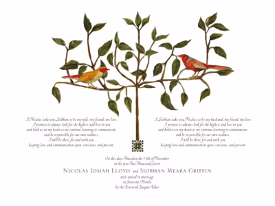 Two Red Birds on a Tree Certificate