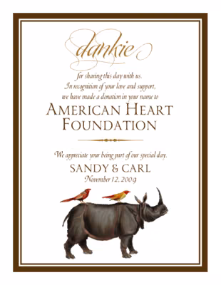 Rhino and Red Birds Donation Cards