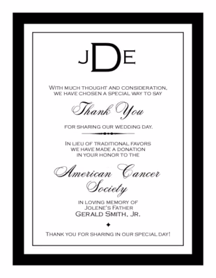 Copperplate Monogram Donation Cards