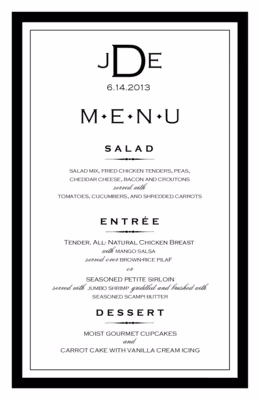 Copperplate Monogram Menus