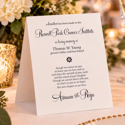 Tented Donation Card