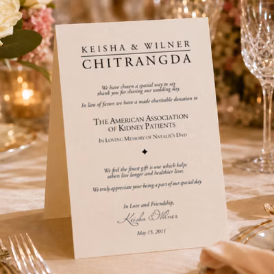 Tented Donation Card
