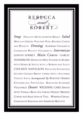 Something Old, Something New Menus