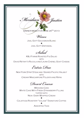 Wild Pink Rose Swirl Menus