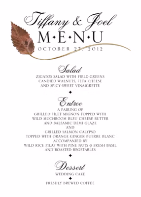 Wispy Leaves Menus