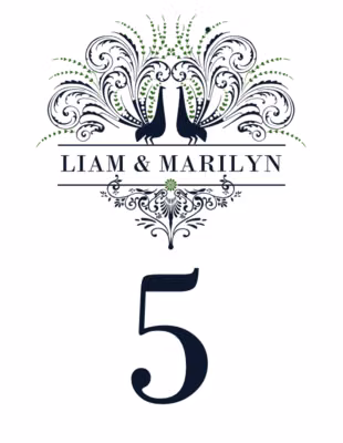 Pompous Peacock Table Numbers
