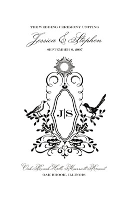 Woodcut Birds Wedding Program