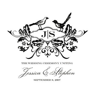 Woodcut Birds Square Wedding Program