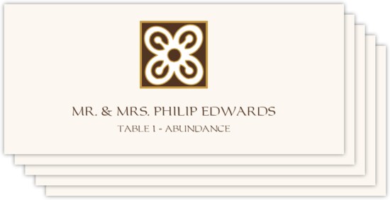 Adinkra Square African Inspired Wedding Place Cards