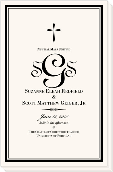 Typo Upright Monogram Full Catholic Mass (12 Pages) Contemporary and Classic Wedding Programs