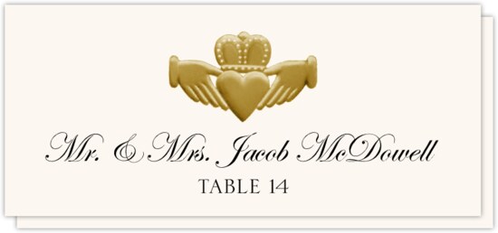 Gold or Silver Claddagh Celtic/Irish Inspired Wedding Place Cards