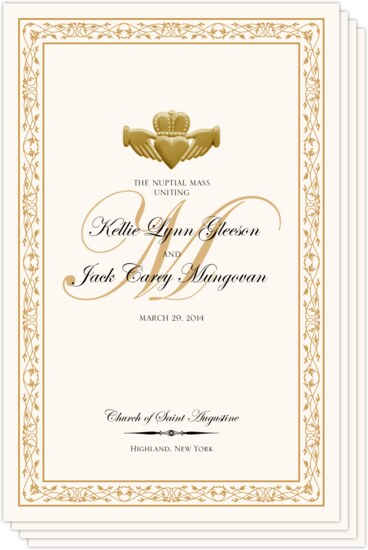 Gold Claddagh Celtic Wedding Programs