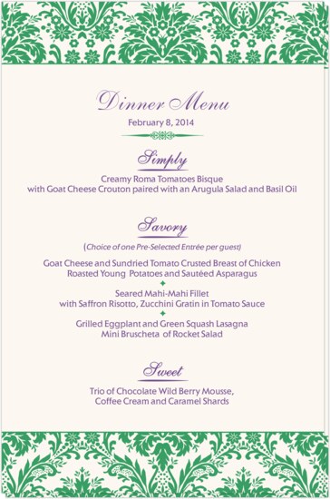 dinner party menu template