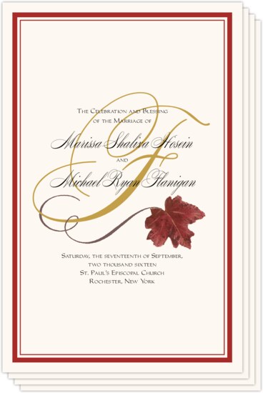 Red Maple Wispy Leaf Flourish Autumn/Fall Leaves Wedding Programs
