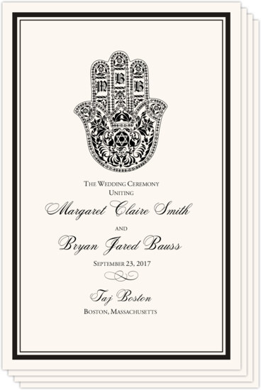 Hand of Miriam Jewish Wedding Programs