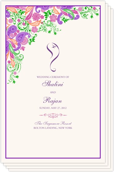 Paisley Garden - Pink & Purple Indian/Hindu Wedding Programs