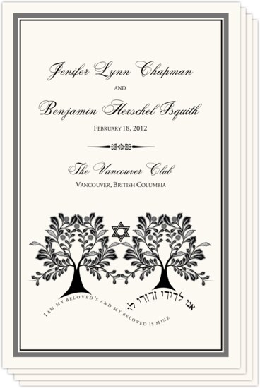 Branched-Two Trees Jewish Wedding Programs