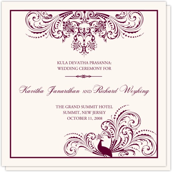 Pompous Peacock (Square) Indian/Hindu Wedding Programs