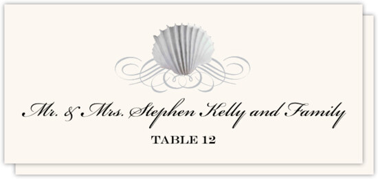 Seashell Scallop Swirl Beach, Seashell, and Fish Place Cards