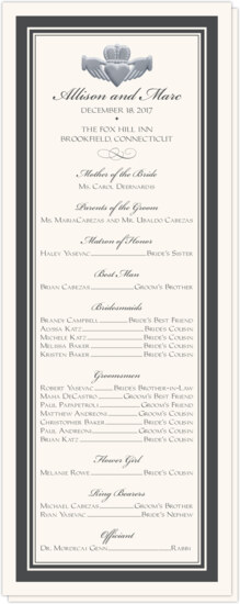 Silver Claddagh Border Celtic Wedding Programs