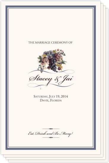Blue Grapes and Chicory Grapes and Vineyard Wedding Programs