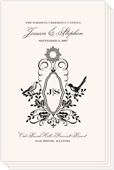 Woodcut Birds Wedding Program Birds and Butterflies Wedding Programs